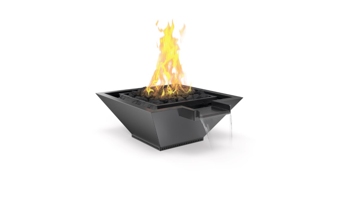 Grand Effects Corinthian square fire and water bowl in metallic black