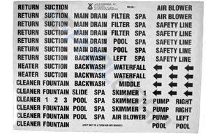Water Pool Label POOL360 | Black On White Vinyl Plumbing Label Set