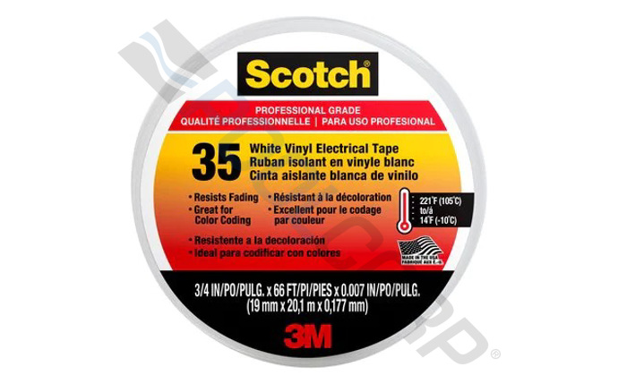 0.75" x 66' x 7mm Scotch Electrical Tape White redirect to product page