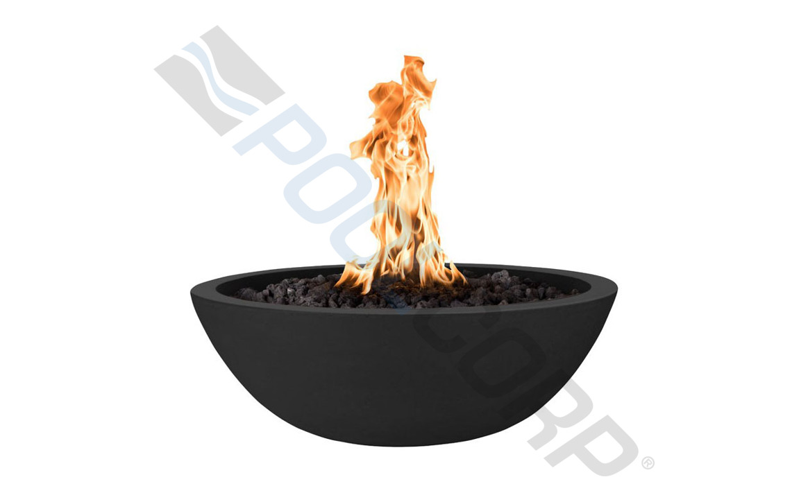 The Outdoor Plus Sedona round GFRC fire bowl in black