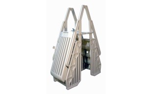 POOL360 | Taupe Double Step Entry Pool Ladder System with Gate